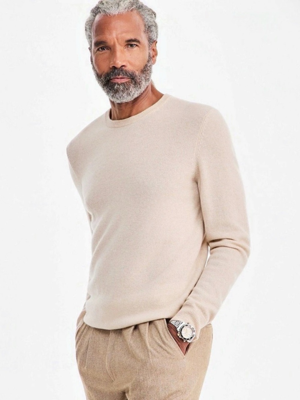 Club Room Men's Crewneck 100% Cashmere Sweater Beige Large
